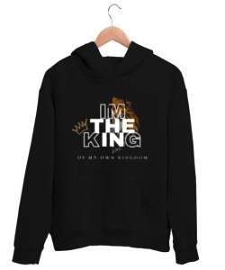 IM KING Siyah Unisex Kapşonlu Sweatshirt