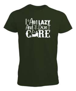 Im Lazy I Dont Care - Umrumda Değil Haki Yeşili Erkek Tişört