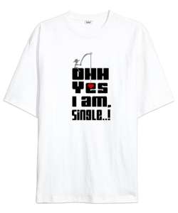 Im Single - Ben Yalnızım Beyaz Oversize Unisex Tişört