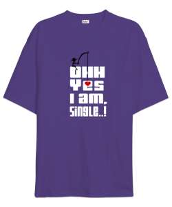 Im Single - Ben Yalnızım Mor Oversize Unisex Tişört