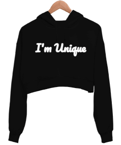 Im Unique hoodie Kadın Crop Hoodie Kapüşonlu Sweatshirt