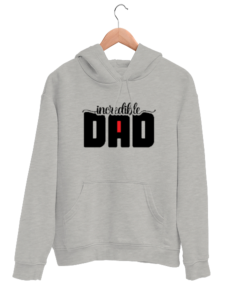 Tisho - İnanılmaz Baba - Incredible Dad Gri Unisex Kapşonlu Sweatshirt