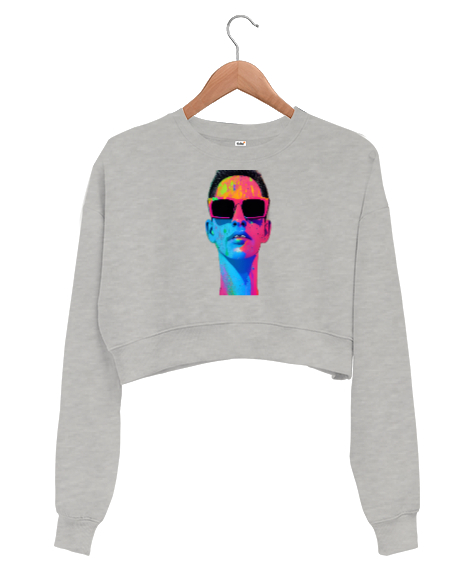 İnsan Gri Kadın Crop Sweatshirt