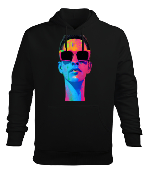 İnsan Siyah Erkek Kapüşonlu Hoodie Sweatshirt