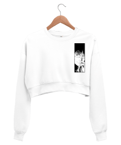 İnsanlar baskılı Kadın Crop Sweatshirt