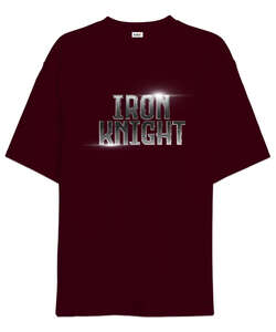 Iron Knight - Demir Şövalye Bordo Oversize Unisex Tişört