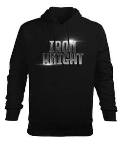 Iron Knight - Demir Şövalye Siyah Erkek Kapüşonlu Hoodie Sweatshirt