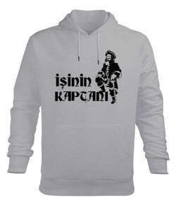 İşinin Kaptanı Gri Erkek Kapüşonlu Hoodie Sweatshirt