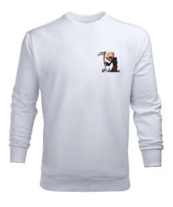 İSKELET BASKILI Beyaz Erkek Sweatshirt