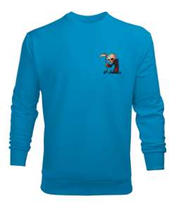 İSKELET BASKILI Turkuaz Erkek Sweatshirt