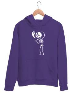 İskelet ve Hayalet - Skeleton and Ghost Mor Unisex Kapşonlu Sweatshirt