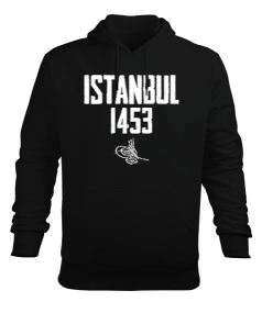 İstanbul 1453 Fetih Tasarım Baskılı Siyah Erkek Kapüşonlu Hoodie Sweatshirt