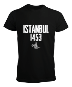 İstanbul 1453 Fetih Tasarım Baskılı Siyah Erkek Tişört