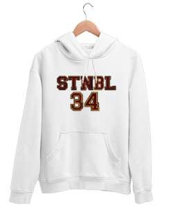 İSTANBUL 34 Beyaz Unisex Kapşonlu Sweatshirt