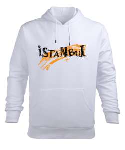 İSTANBUL Beyaz Erkek Kapüşonlu Hoodie Sweatshirt