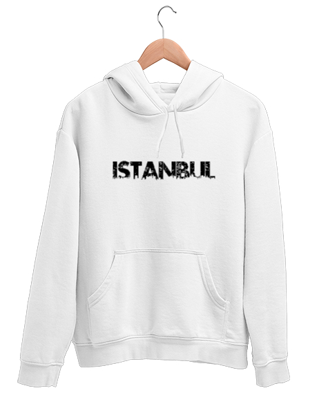 Tisho - İSTANBUL Beyaz Unisex Kapşonlu Sweatshirt