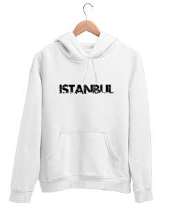 İSTANBUL Beyaz Unisex Kapşonlu Sweatshirt