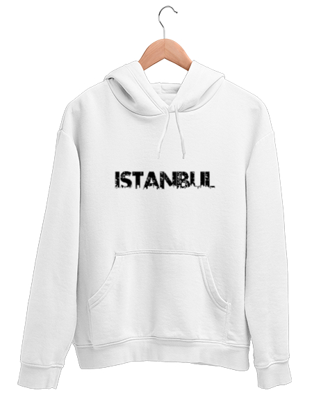 Tisho - İSTANBUL Beyaz Unisex Kapşonlu Sweatshirt