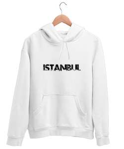 İSTANBUL Beyaz Unisex Kapşonlu Sweatshirt