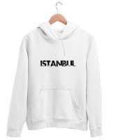 İSTANBUL Beyaz Unisex Kapşonlu Sweatshirt - Thumbnail