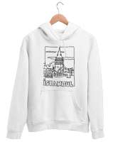 İSTANBUL Beyaz Unisex Kapşonlu Sweatshirt - Thumbnail