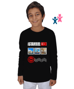 istanbul, istanbul şehir,Türkiye,Türkiye bayrağı. Çocuk Unisex Uzunkollu