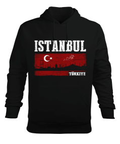 istanbul, istanbul şehir,Türkiye,Türkiye bayrağı. Erkek Kapüşonlu Hoodie Sweatshirt