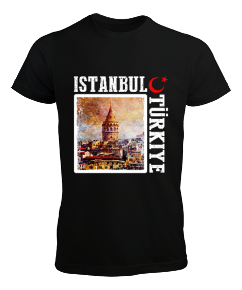 istanbul, istanbul şehir,Türkiye,Türkiye bayrağı. Siyah Erkek Tişört