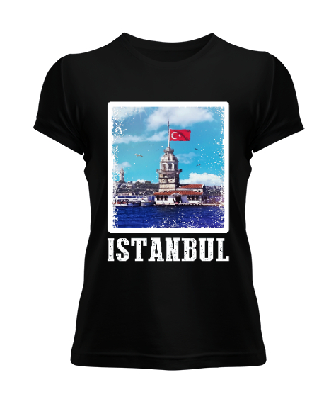 istanbul, istanbul şehir,Türkiye,Türkiye bayrağı. Siyah Kadın Tişört