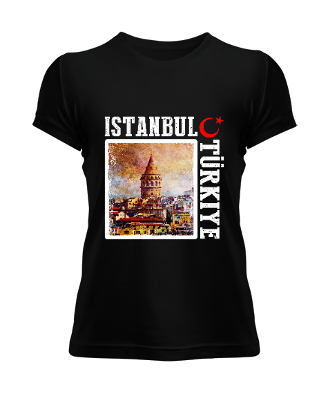 istanbul, istanbul şehir,Türkiye,Türkiye bayrağı. Siyah Kadın Tişört