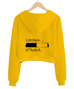 İstanbul Kadın Crop Hoodie Kapüşonlu Sweatshirt