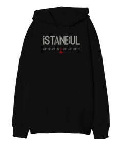 İstanbul Koordinatlar Oversize Unisex Kapüşonlu Sweatshirt