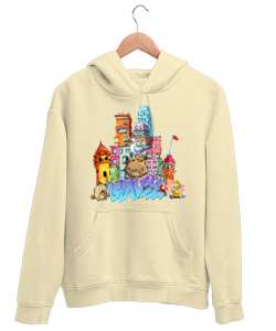 İSTANBUL Krem Unisex Kapşonlu Sweatshirt