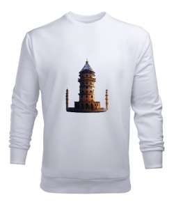 Istanbul Maidens Tower Beyaz Erkek Sweatshirt