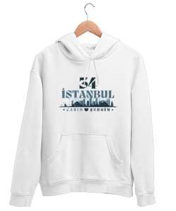 İstanbul Sevgisi Beyaz Unisex Kapşonlu Sweatshirt