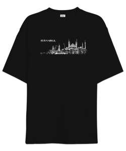 İstanbul Silüet Siyah Oversize Unisex Tişört