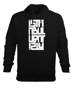 İSTANBUL Siyah Erkek Kapüşonlu Hoodie Sweatshirt