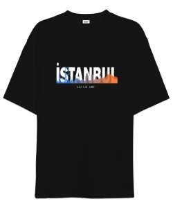 İSTANBUL Siyah Oversize Unisex Tişört