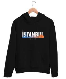 İSTANBUL Siyah Unisex Kapşonlu Sweatshirt