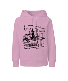 İstanbul temalı baskılı kız Çocuk Unisex Hoodie Kapüşonlu