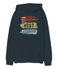 İstanbul Temalı Oversize Unisex Kapüşonlu Sweatshirt