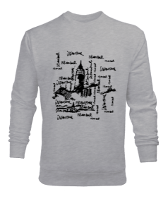 İstanbul ve Galata Kulesi baskılı erkek Erkek Sweatshirt