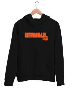 İSTANBUL VE KEDİ Siyah Unisex Kapşonlu Sweatshirt