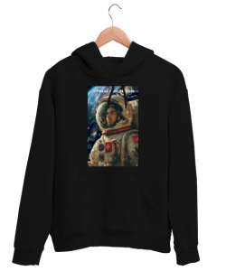 İstikbal Göklerdedir Serisi: Türkler Uzayda Ufkun Ötesi -İmzalı Siyah Unisex Kapşonlu Sweatshirt