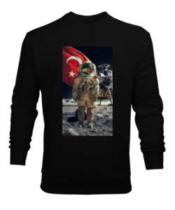 İstikbal Göklerdedir Serisi: Türkler Uzayda Ufkun Ötesi Siyah Erkek Sweatshirt