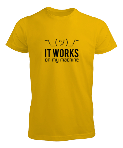 Tisho - It works on my machine Sarı Erkek Tişört