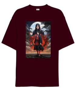 Itachi Uchiha Bordo Oversize Unisex Tişört