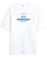 Itımotcci Euro 2024 Baskılı Beyaz Oversize Unisex Tişört - Thumbnail