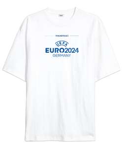 Itımotcci Euro 2024 Baskılı Beyaz Oversize Unisex Tişört