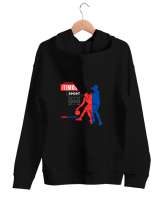 Itımotcci JAIME LE BASKET-BALL Baskılı Siyah Unisex Kapşonlu Sweatshirt - Thumbnail